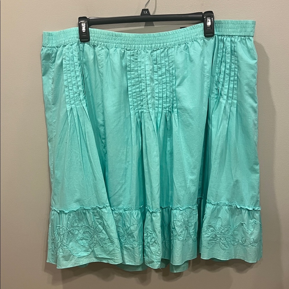 Lane Bryant Pleated Mint Green Midi Skirt Size 26 / 28